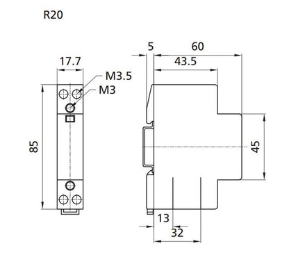 Kontaktorius AC-1, ETI R 20-20, 20 A, 2.16 kW