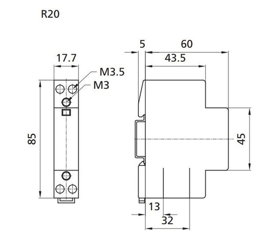 Kontaktorius AC-1, ETI R 20-20, 20 A, 2.16 kW