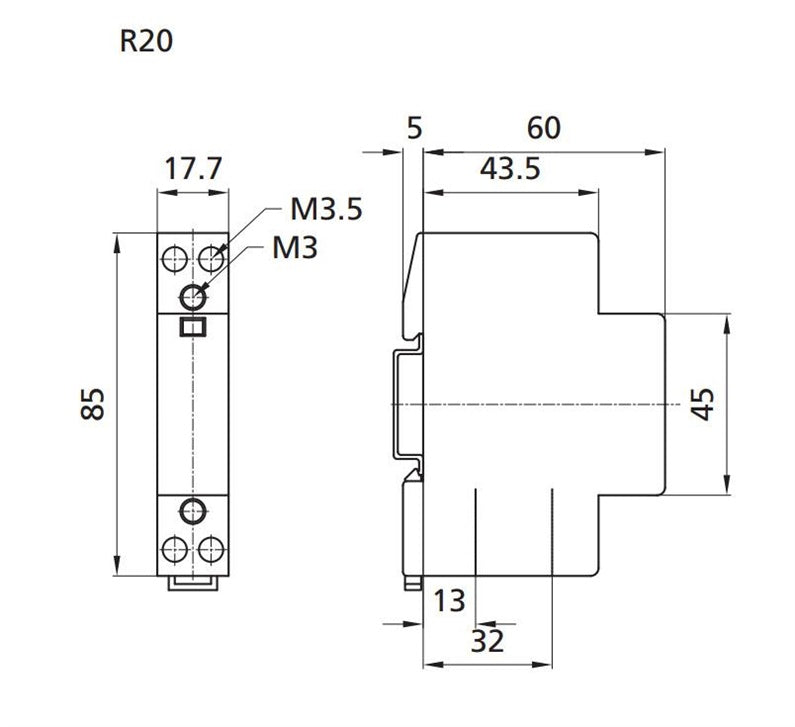 Kontaktorius AC-1, ETI R 20-20, 20 A, 2.16 kW