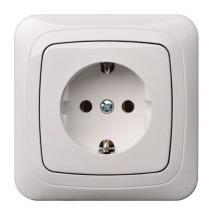 Socket LIREGUS ALFA, with earthing, white