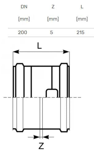 Outdoor sewerage double socket Magnaplast, Ø 200 mm