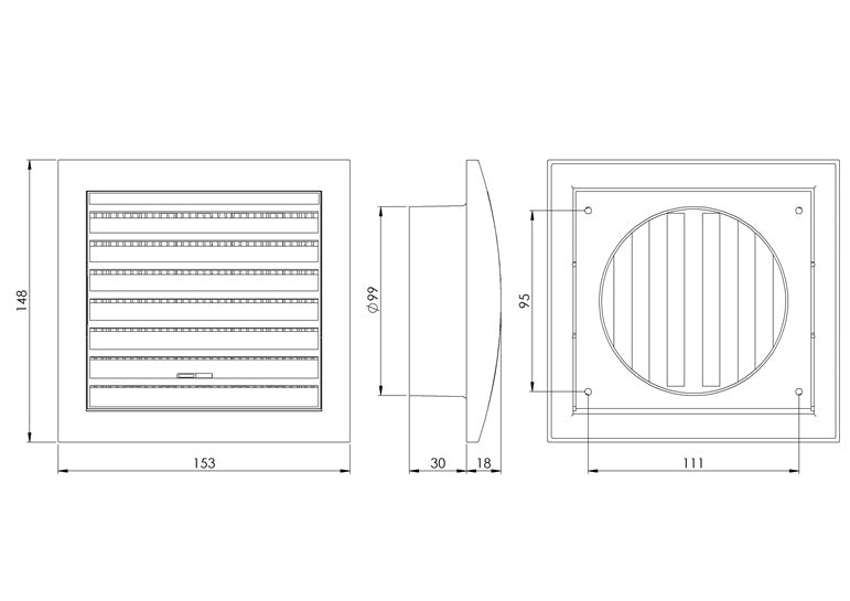Ventilation grille EUROPLAST ND10R D100, white