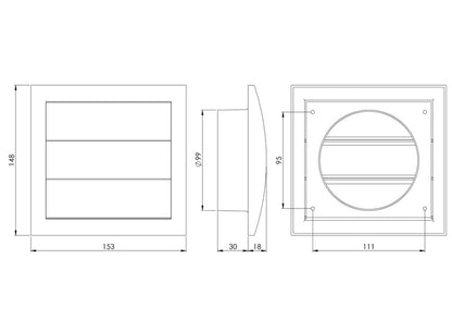Ventilation grille with louvres EUROPLAST ND10Z, D100