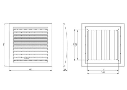 Plastic Grating EUROPLAST N12R, 190 x 190 mm