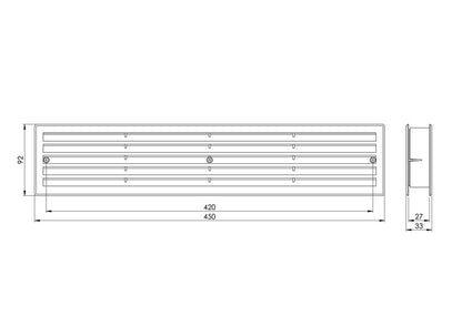 Door ventilation grille EUROPLAST VR459, 450 x 92 mm