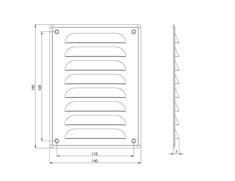 Ventiliacijos grotelės EUROPLAST MR1419ZN, 140 x 190 mm