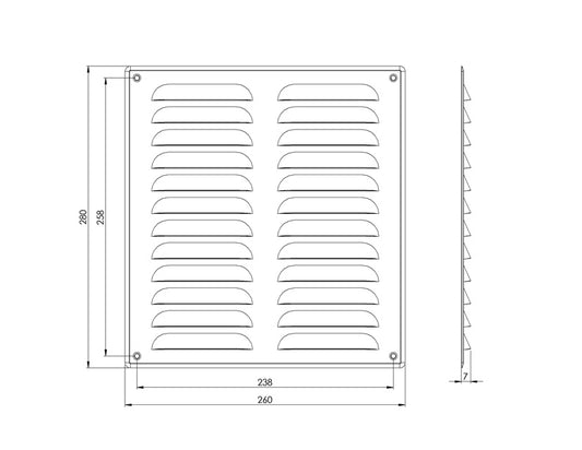 Ventiliacijos grotelės EUROPLAST MR2628ZN, 260 x 280 mm