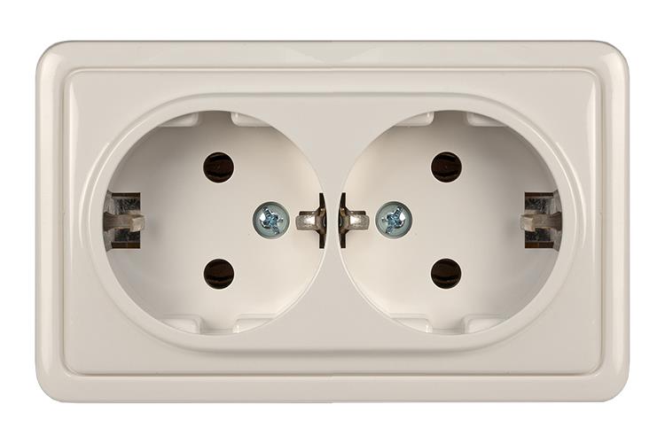 Double socket VILMA SL+250, with earth, white.