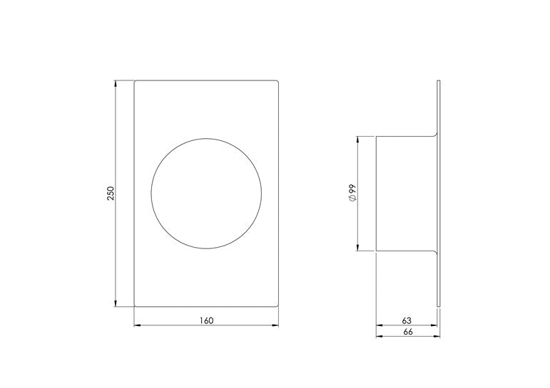Ventilation duct EUROPLAST VA100, 160 x 250 mm, D100