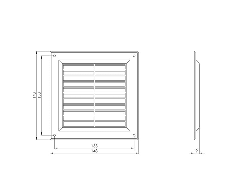 Ventiliacijos grotelės EUROPLAST VR1515P, 150 x 150 mm