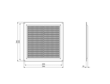 Ventilation Grille EUROPLAST VR2525P, 250 x 250 mm