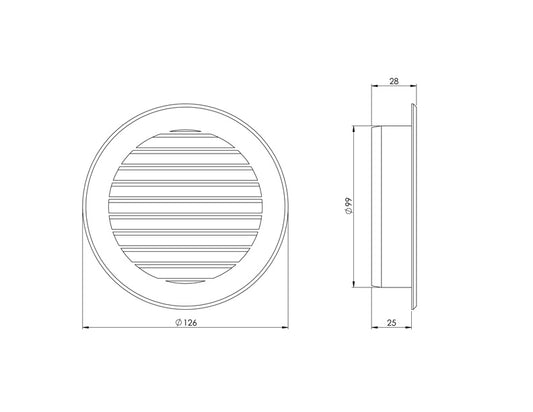 Plastic ventilation grilles EUROPLAST VR100P, D100, grey