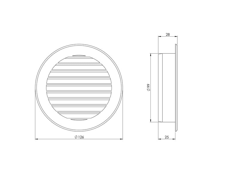 Plast. ventiliacijos grotelės EUROPLAST VR100P, D100, pilkos