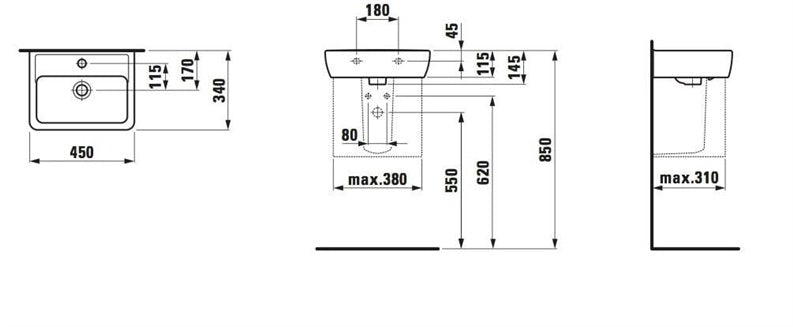 Washbasin LAUFEN PRO 11951, 450×340 mm