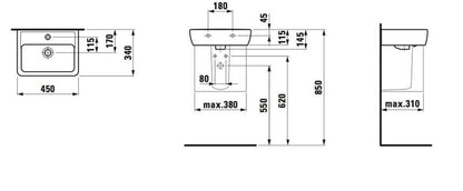 Washbasin LAUFEN PRO 11951, 450×340 mm
