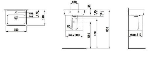 Washbasin LAUFEN PRO 11951, 450×340 mm