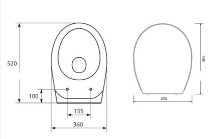Unitazo dangtis Cersanit Mito S-10, 46.5 x 36.2 cm