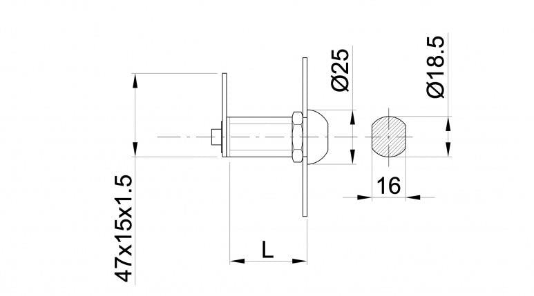 Zamek IBFM DIY 150, chromowany, 16 mm