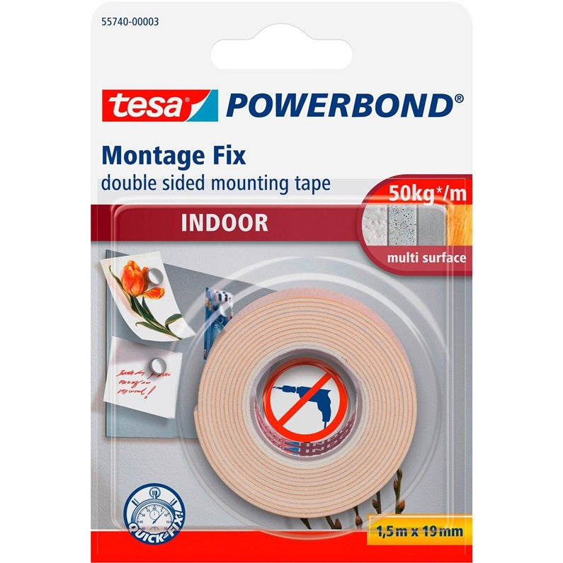 Double-sided adhesive tape Tesa Powerbond, 1.5 m x 19 mm