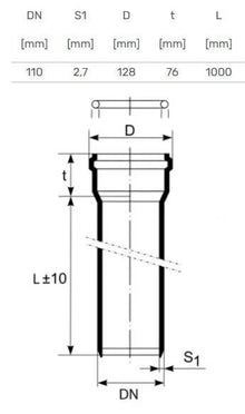 Indoor Sewer Pipe HTplus, Ø 110 mm, 1 m