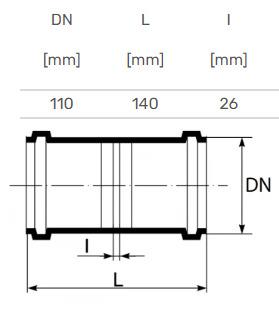 Vidaus kanalizacijos dviguba mova HTplus, Ø 110 mm