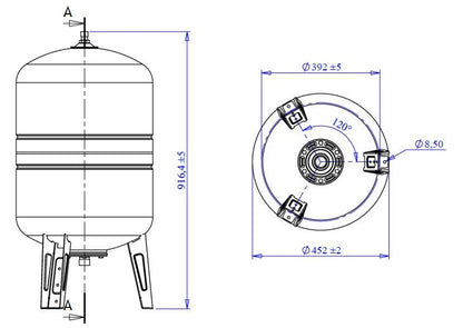 Vertikalioji hidroforo talpa Varem US100362CS0A2000, 100 l