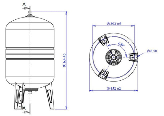 Pionowy zbiornik hydroforowy Varem US100362CS0A2000, 100 l
