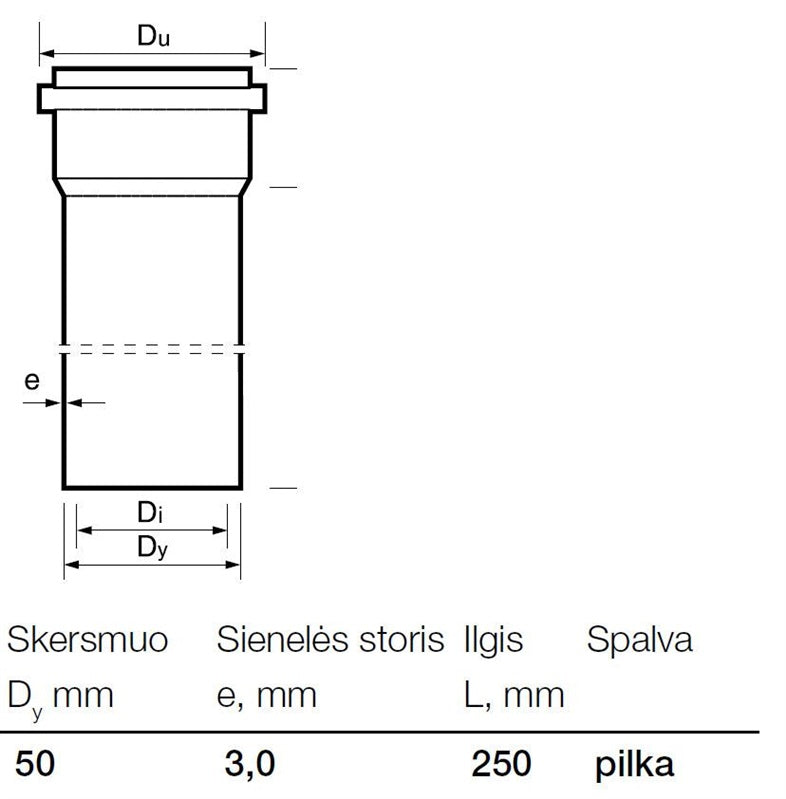 Rura kanalizacyjna wewnętrzna PCV Wavin, Ø 50 mm, 0,25 m