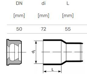 Connection to HTplus cast iron pipe, Ø 50 mm