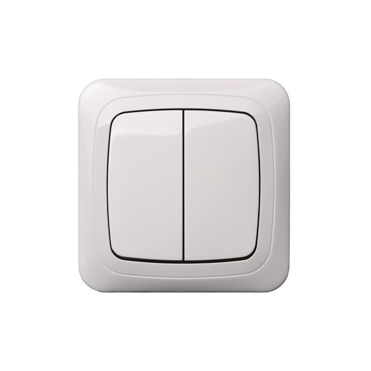 LIREGUS ALFA switch, 2-gang, white, IP44