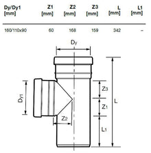 Trójnik kanalizacyjny zewnętrzny Wavin, Ø 110 / 160 mm, 90°