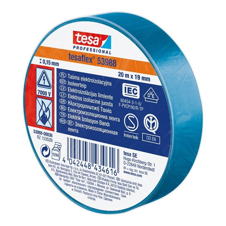 Taśma izolacyjna Tesaflex 53988, niebieska, 19 mm x 20 m