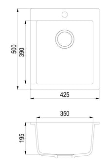 Plautuvė Simplex SQS100-110AW akmens masė 42,5x50x19,5cm
