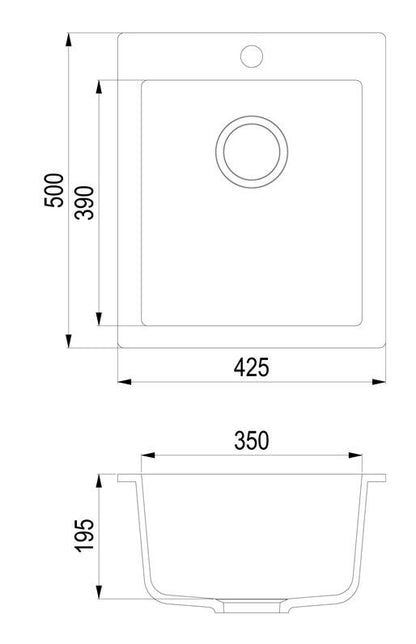 Zlewozmywak Simplex SQS100-110AW, kompozyt, 42,5x50x19,5cm