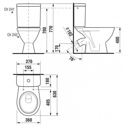 Unitazas JIKA LYRA PLUS H8263840002421, 360×630 mm