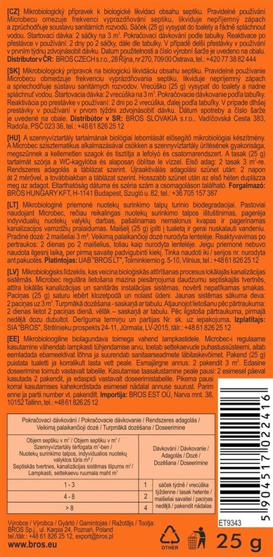 Bacteria for septic tanks Bros Microbec, 0.025 kg