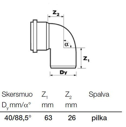 Internal drainage elbow Wavin, Ø 40 mm, 88.5°