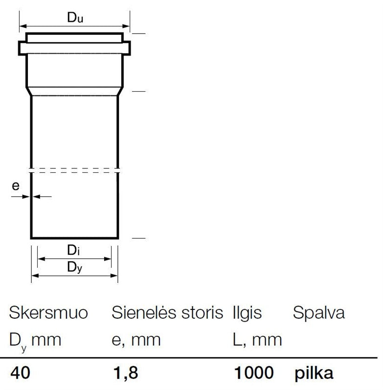 Wavin PP internal sewage pipe, Ø 40 mm, 1 m