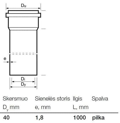 Wavin PP internal sewage pipe, Ø 40 mm, 1 m