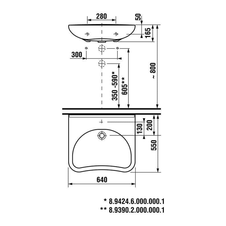 JIKA MIO disabled washbasin, 640×550 mm