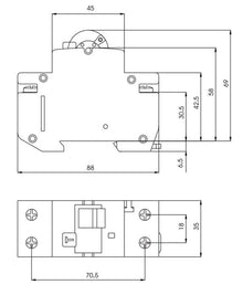 Residual current circuit breaker ETI KZS-2M, 2P, 16 A, 230 V, 30 mA