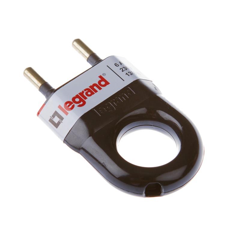 LEGRAND Plug, 2P, 6A, 230V, black