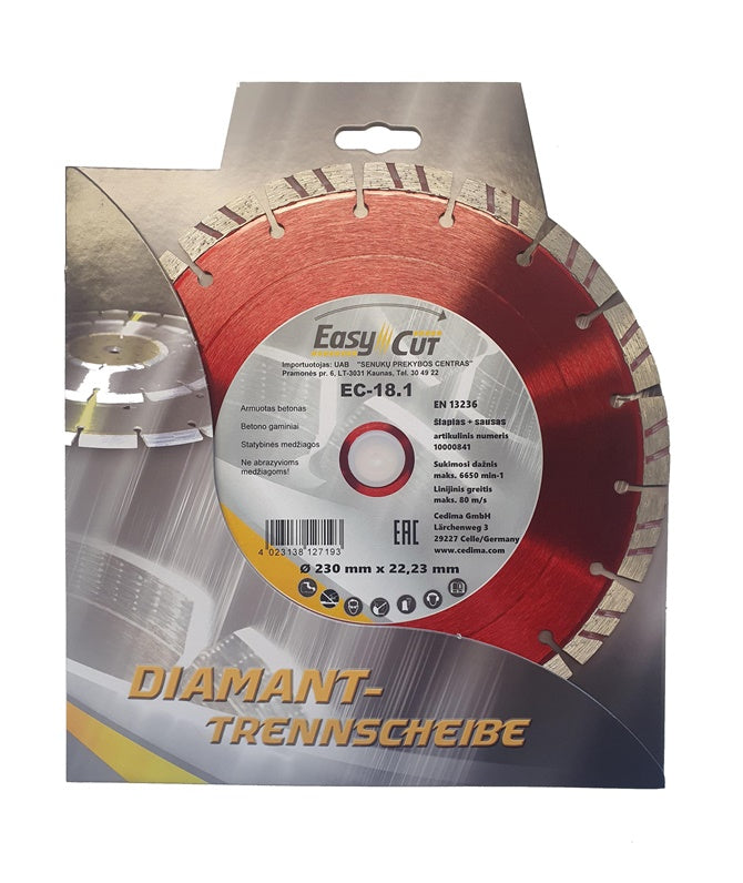 Diamond cutting disc Cedima EC-18.1 230x22.23x2.4mm