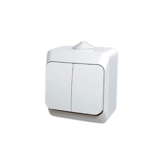 Switch SCHNEIDER CEDAR PLUS, 2-gang, white, IP44