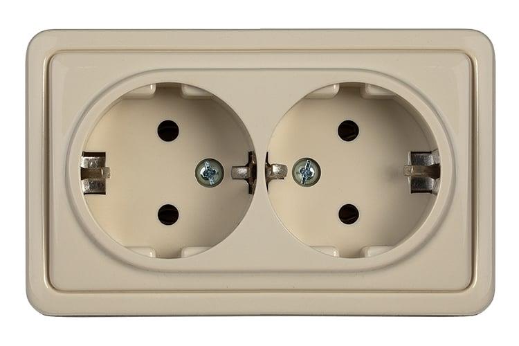 Double socket VILMA SL+250, with earthing, bone colour