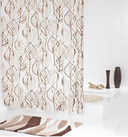 BATHROOM CURTAIN LEAVES BROWN 32618