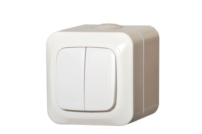 Switch LIREGUS HERMI, 2-gang, white, IP44