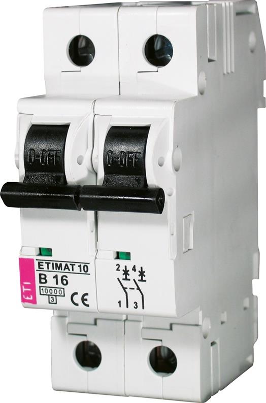 Wyłącznik automatyczny ETIMAT10, 2P, C, 10kA, 10 A