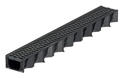 Drainage channel with plastic grates HexaLine, 1 m