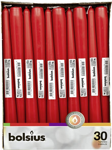 Candle, tapered, Bolsius, 24.5 cm, red